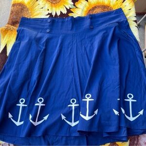 EUC Hot Topic Retro Pin Up Rockabilly Anchor Blue Skirt size 22 3x